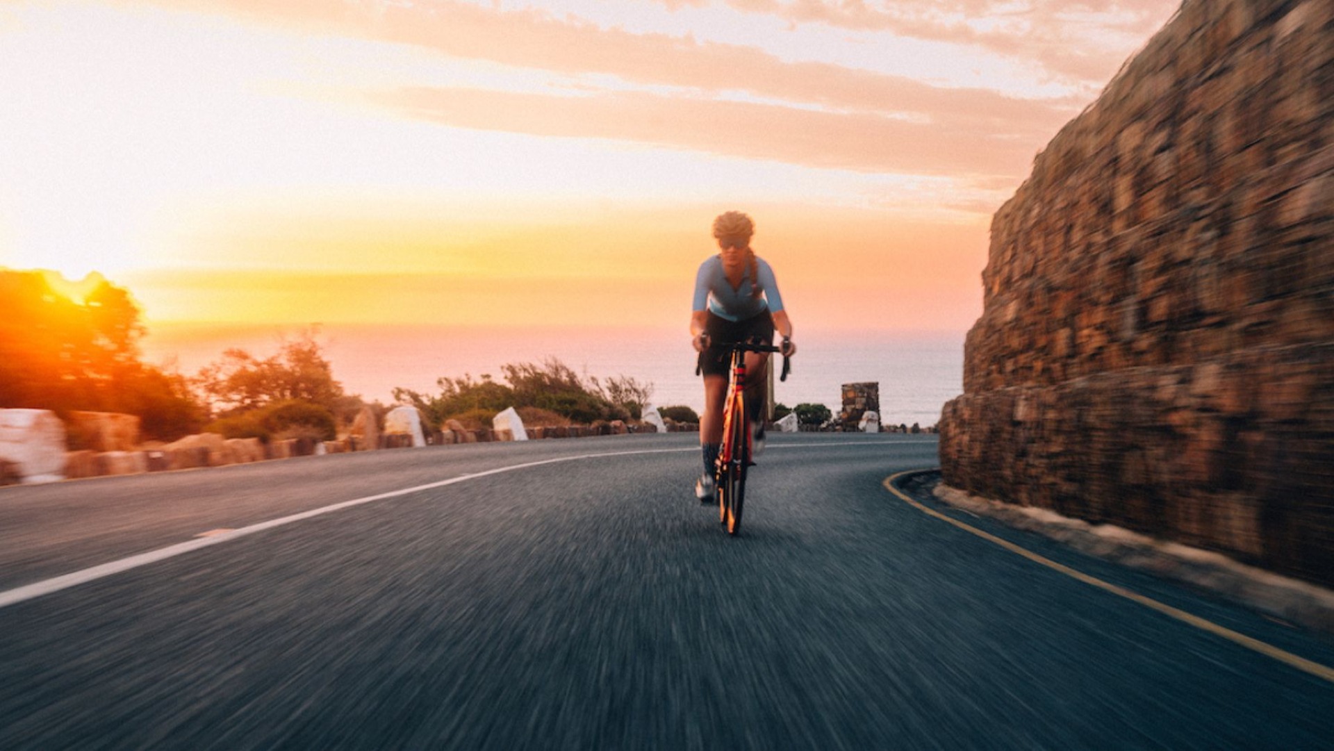 Cyclist riding on Chapman's Peak drive